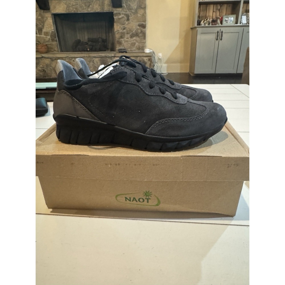 NAOT Women's Infinity Lace Up Midnight Black Suede Gray Combo Size 36 US 5-5.5